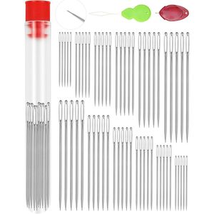 Juego de 60 Agujas de Acero con Ojo Grande para Coser a Mano, 6 Tamaños, Acero Inoxidable, para Acolchado, Cuero y Bordado - Product Image 1