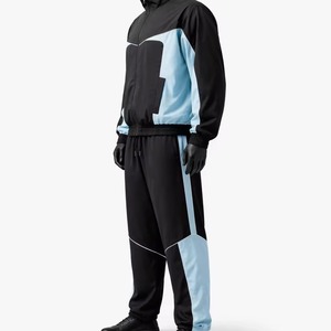 Ensemble de survêtements coupe-vent pour hommes, style vêtements de sport, avec logo personnalisé, fermeture éclair, imperméables, couleurs contrastées, pour l'hiver, vente en gros - Product Image 3