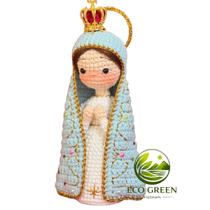 Poupée religieuse Maria en crochet faite à la main avec couronne de chapelet, figurine catholique chrétienne, décoration d'autel à domicile, cadeau décoratif - Product Image 3