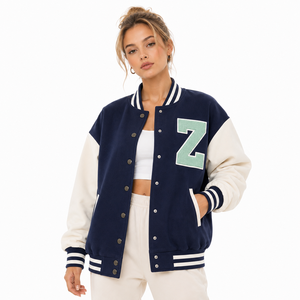 High Quality Varsity <b>Jacket</b> Unisex <b>Sheepskin</b> Sleeves Baseball Letter Printed Man Hip Hop Patchwork Varsity <b>Jacket</b> for Women - Product Image 1