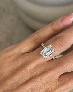 925 Sterling <b>Silver</b> 8.50 Carat <b>Emerald</b> Cut Lab Grown Diamond <b>Ring</b> Gift For Anniversary & Wedding - Product Image 1