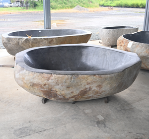 อ่างอาบน้ำหินแม่น้ำทรงอิสระ ดีไซน์หรูหรา รูปทรงไม่สมมาตร โครงสร้างแข็งแรง ทนทาน พร้อมฝาปิด - Product Image 2