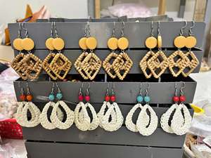 Pendientes Colgantes de Ratán Tejido a Mano, Tendencia 2026 |   Pendientes de Lágrima Geométricos Bohemios para Mujer - Product Image 1