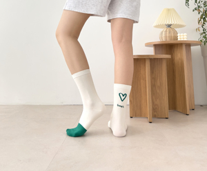 Calcetines de Algodón Tejido para Mujer, Color Blanco y Verde, Transpirables, para Uso Diario, Temporada de Primavera, Ajuste Regular - Product Image 6