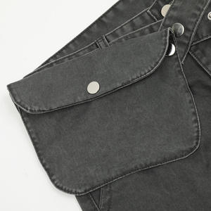 Pantalones Vaqueros Anchos de Cintura Alta para Hombre, Estilo Casual de Algodón Tejido, con Cinturón, para Otoño - Product Image 3