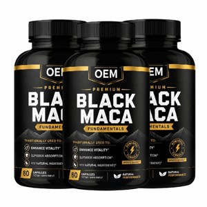 Capsules d'extrait de racine de Maca noire pure et naturelle OEM 100 %, 500 mg, 60 unités, qualité supérieure, capsules végétaliennes pour hommes et femmes - Product Image 2