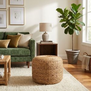 Water Hyacinth <b>Stools</b> Ottomans Handcrafted from Vietnam Woven Natural Fiber Seating for Living Room Hotel Furniture - Product Image 6