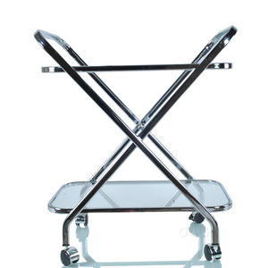 Anne Home - Carrito de Bar en Forma de X con Estructura Cromada, Carrito de Servicio para Sala de Estar, Mueble de Bar para el Hogar, 66.67Lx41.91Wx77.47H cm - Product Image 2
