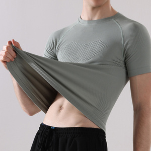T-shirt de compression à coupe ajustée pour hommes, t-shirt de sport extensible, à séchage rapide, respirant, haut de gamme pour la musculation et la salle de sport - Product Image 6