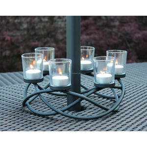 Bougeoir de table en fer avec lanterne en verre à 6 volets décoratifs Round Waves pour les fêtes de mariage et les événements - Product Image 6