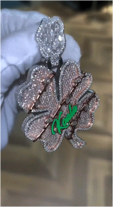 CONCEPTION GRA - Juego de Joyería de Trébol de la Suerte con Moissanita Verde Certificada, Plata 925, Chapado en Oro de 14K, Colgante Hip Hop Personalizado - Product Image 4