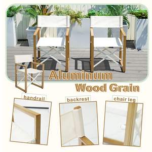 Juego de 2 Sillas Plegables de Aluminio con Acabado Imitación Madera para Muebles de Patio - Product Image 6