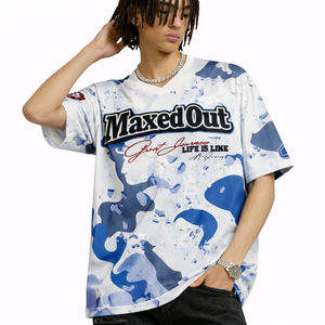 Maillot de football américain en maille polyester respirante, imprimé camouflage, coupe oversize, personnalisable par sublimation, OEM, marque privée, vente en gros - Product Image 5