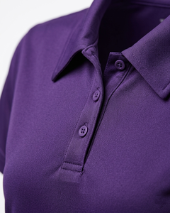 Polo Morado para Mujer, Manga Corta, Color Sólido, Informal, Tejido, 100% Poliéster, Corte Regular - Product Image 5