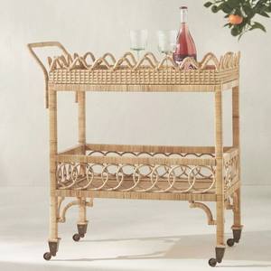 Coffee bar <b>Accessories</b> Rattan Mobile Drink Service Carts for Sale Creative Drinkware Food Trolley Wholesale - Product Image 4