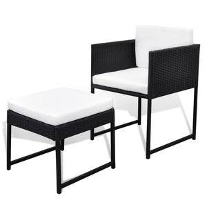 Ensemble de salle à manger d'extérieur noir et blanc pour usage en jardin - Product Image 6