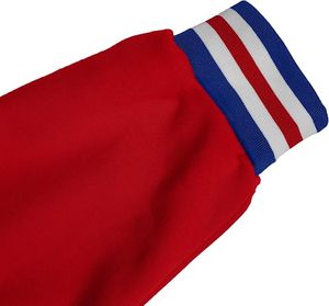 Men's Blue Red Genuine Leather Varsity <b>Jacket</b> Turn-down Collar Single Button <b>Fleece</b> <b>Lining</b> Reversible Casual Winter Polyester - Product Image 5