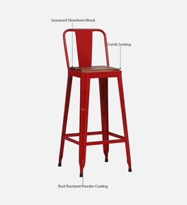Raglan PU Leather <b>Adjustable</b> <b>Bar</b> <b>Stool</b> Red Color Modern Industrial Counter Height Kitchen Furniture Powder Coated Steel - Product Image 4