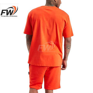 Conjuntos de camiseta y pantalones cortos de algodón elegantes para hombre, cómodos conjuntos de verano para hombre, personaliza tu propio logotipo, conjunto de pantalones cortos y camiseta para hombre - Product Image 3