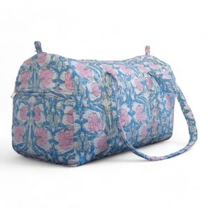Floral Pattern Cosmetic Bag <b>Medium</b> Size Textile Soft Handle Vintage Style Zipper Closure Portable Travel <b>Case</b> At Lowest Price - Product Image 3