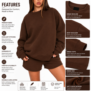 Ensemble sweat-shirt et short pour femme, style streetwear vintage, col rond, imprimé, respirant, écologique, séchage rapide, 100% coton - Product Image 5