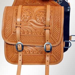 Sacoche en cuir pour selle de cheval western et moto, 100% cuir de buffle, couleur et logo personnalisables, gravé à la main, sculpté à la main, SS - Product Image 2