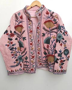 Chaqueta Vintage de Algodón Suzani Bordada, Chaqueta Boho Floral Hecha a Mano, Chaqueta Duster, Regalo para Ella - Product Image 2