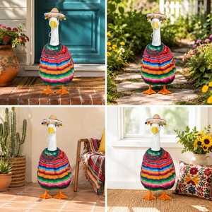 Tenue de dindon de la ferme, Costume de Fiesta Mexicaine, Robe Serape Colorée, Sombrero, Collier de perles, Décoration de jardin - Product Image 6