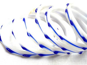 White Blue <b>Bangle</b> <b>Bracelet</b> Set Glossy Banded Wrist Jewelry Fashion Accessory Gift - Product Image 2