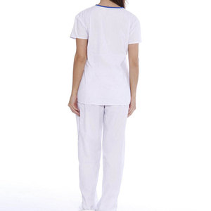 Uniforme Médico para Mujer, Color Blanco con Detalles Azules, Cuello en V, Manga Corta, Pantalones Cargo, Transpirable, para Doctoras y Enfermeras - Product Image 6