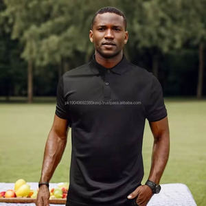 Camisetas Polo Casuales Negras Lisas para Hombre, 100% Algodón, Camisetas Polo Bordadas con Logotipo Personalizado - Product Image 6