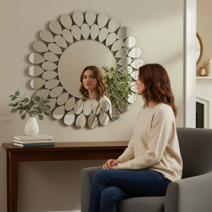 Modern 47 Inch Round Wall <b>Mirror</b> Large Decorative <b>Mirror</b> for Living Room Bedroom Bathroom Stylish Interior Decor| Luxury Finish - Product Image 4