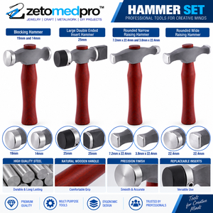 Marteau de blocage 19mm 14mm, marteau à double extrémité avec inserts, marteau de surfaçage arrondi étroit et large 25mm, bois et acier ZETOMEDPRO - Product Image 4