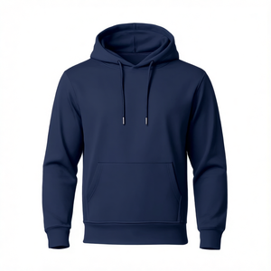 Sweat-shirt à capuche bleu marine pour homme, coupe classique, en molleton de coton, pull décontracté avec poche avant, vêtement d'automne - Product Image 6