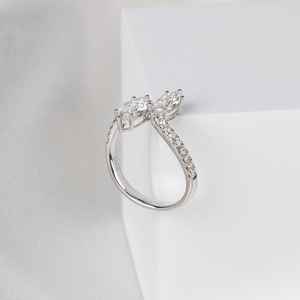 Anillo Toi Moi con Moissanita de Corte Brillante Marquise, Creativo y Artesanal, para Mujer, Plata 925 Original, Joyería Fina Premium para Regalo - Product Image 2
