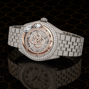 Montre en diamant moissanite artisanale pour homme, bracelet entièrement pavé de pierres VVS - Product Image 1