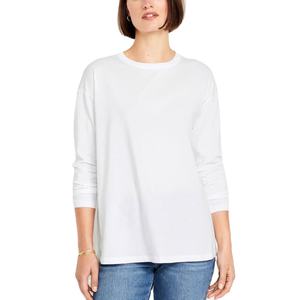 Women's <b>White</b> <b>Long</b> Sleeve Crew Neck Knitted T-Shirt Regular Fit Casual Solid Color All Seasons <b>Top</b> - Product Image 2