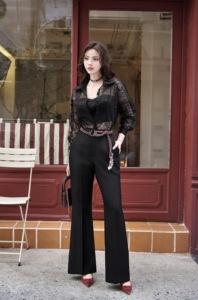 Camisa Transparente de Encaje Floral para Mujer con Top de Encaje a Juego, Blusa de Manga Larga con Botones, Estilo Casual CHERISH - Product Image 2