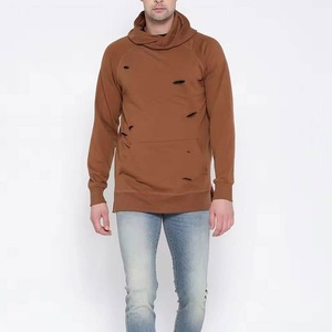 Sweat-shirt à col roulé marron pour homme, manches raglan, tricot en coton, sweat-shirt décontracté avec poches, coupe classique, style automne - Product Image 2