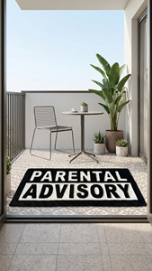 Alfombra de Lana Hecha a Mano de Lujo en Blanco y Negro con Advertencia Parental, Antideslizante, Moderna y Elegante para Decoración de Dormitorio y Sala de Estar - Product Image 2