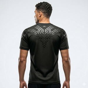 Custom 3D Embossed Print Men's Soccer Jersey <b>Black</b>-on-<b>Black</b> Geometric Armor Football Shirt - Product Image 3