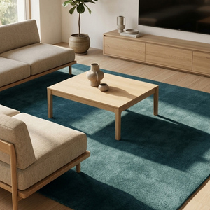 Tapis élégant en laine tufté à la main, couleur turquoise, antidérapant, moderne, pour salon, chambre à coucher, décoration contemporaine pour la maison - Product Image 5