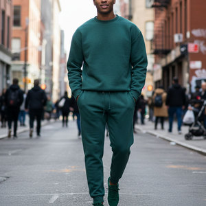 Ensemble de survêtement pour homme, sweat-shirt à col rond, ensemble de jogging avec logo personnalisé, streetwear décontracté, molleton de coton, ensemble de survêtement 2 pièces - Product Image 6