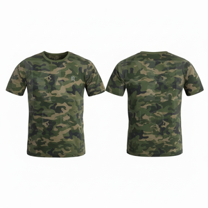 Camiseta Informal de Manga Corta con Cuello Redondo y Estampado de Camuflaje para Hombre, Uniforme de Verano de Algodón Suave, Venta al por Mayor, OEM, ODM - Product Image 3
