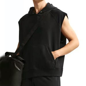 Gym Training Men <b>Sleeveless</b> Bodybuilding <b>Hoodie</b> Direct Factory Suppler Casual Wear Men <b>Sleeveless</b> Hoodies For Online Sale - Product Image 2