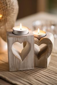 Heart Shape Wooden <b>Tea</b> <b>Light</b> Holder Rustic Home Decoration Valentin's Day Gift - Product Image 5