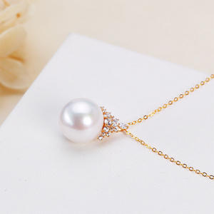 Pendentif en perle d'eau douce Edison de 11-12 mm, or 18 carats, reine des neiges glacée, forte luminosité, grande perle blanche, collier fin, pendentifs - Product Image 4