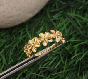 Bague fine en argent sterling plaqué or 18 carats pour femmes, bague de mariage classique à fleurs, bague empilable, marguerite, rose, fleur - Product Image 2