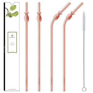 Food Safe Copper <b>Reusable</b> Beverage Tubes Bent Drinking <b>Straw</b> Set for Smoothies Juice Cocktails and Milkshakes - Product Image 5