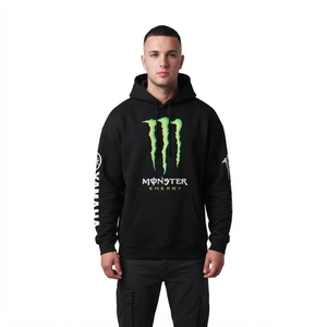 Sudadera con Capucha Gráfica Personalizada para Hombre, Negra, Oversize, Estilo Racing, Fabricante OEM Sialkot - Product Image 1
